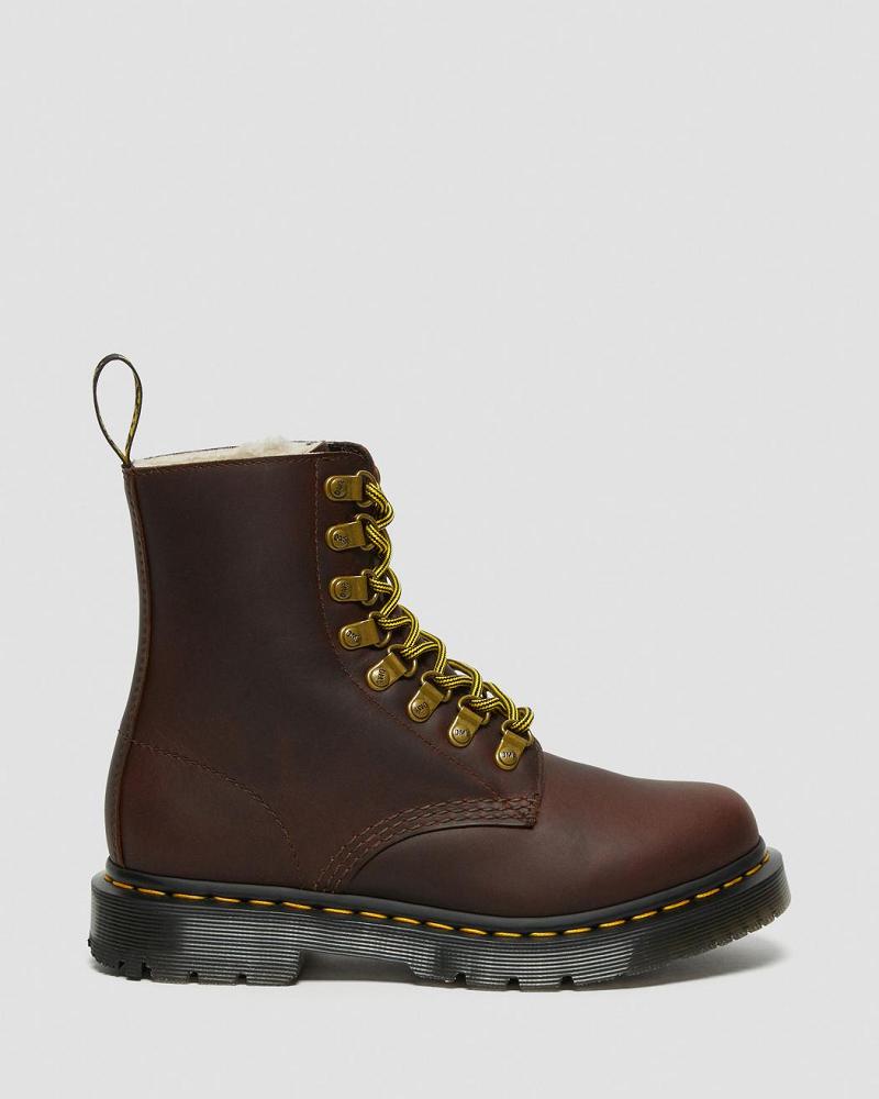 Women's Dr Martens 1460 Pascal DM's Wintergrip Leather Lace Up Boots Brown | AU 184AHK